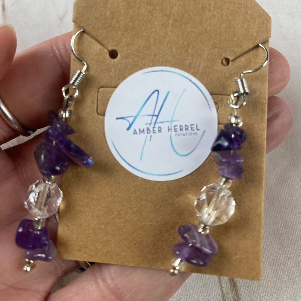 Purple Amethyst Beaded Drop Earrings